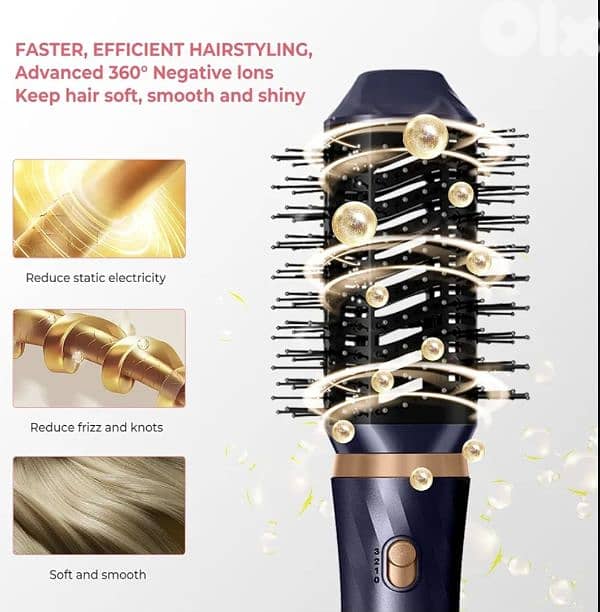 Atopskins 6-in-1 Air Styler Blower Brush, Heated Hair Straightening. . . 2