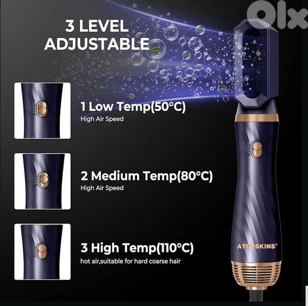 Atopskins 6-in-1 Air Styler Blower Brush, Heated Hair Straightening. . . 3