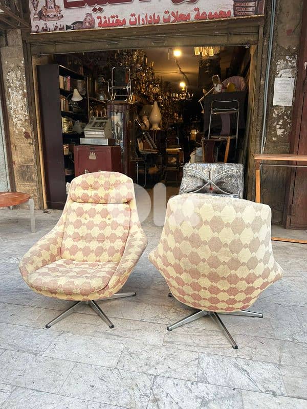Mid-century lounge chairs,  swivel chairs 1970's 3