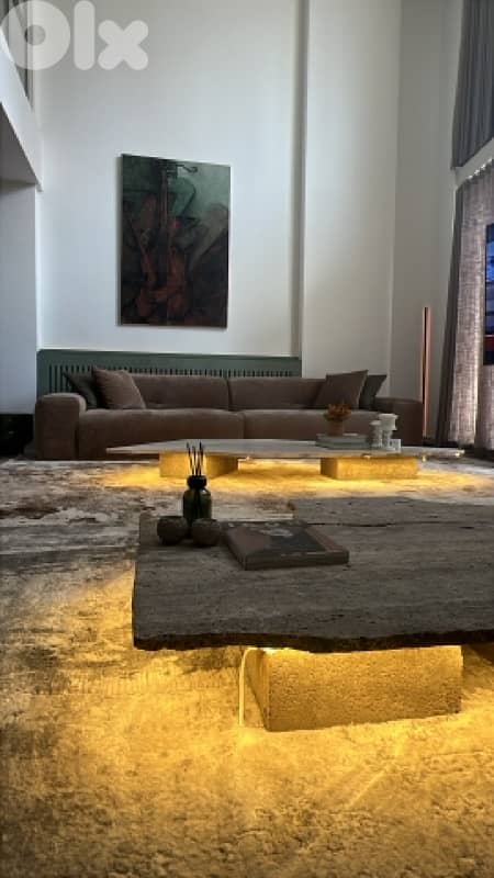 coffe table real marble and rock slabs 0