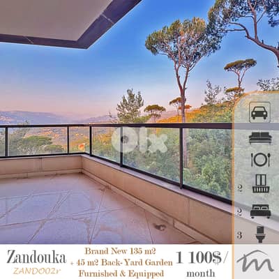 Zandouka | Perfect Escape | Furnished 140m² + 50m² Garden | Brand New