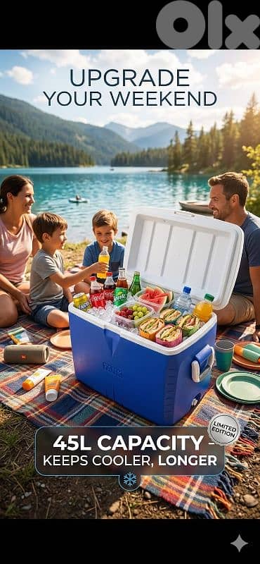 camping cooler icebox picnic 45L 0