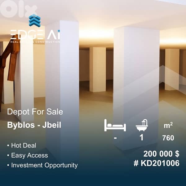 Spacious Depot for Sale | Byblos – Jbeil #KD201006 0