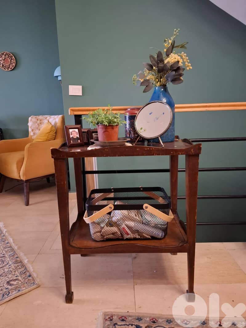 vintage double-layer side table 0