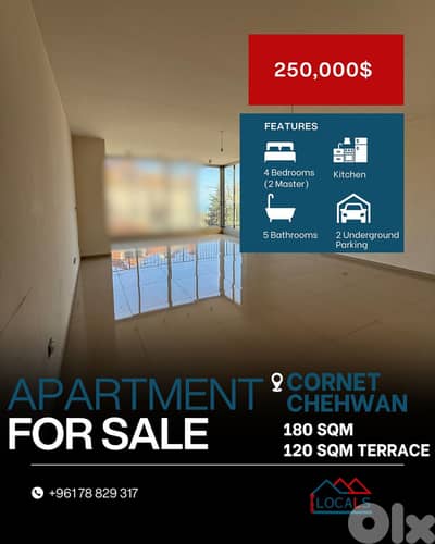 Apartment For Sale in Cornet Chehwan- شقة للبيع في قرنة شهوان