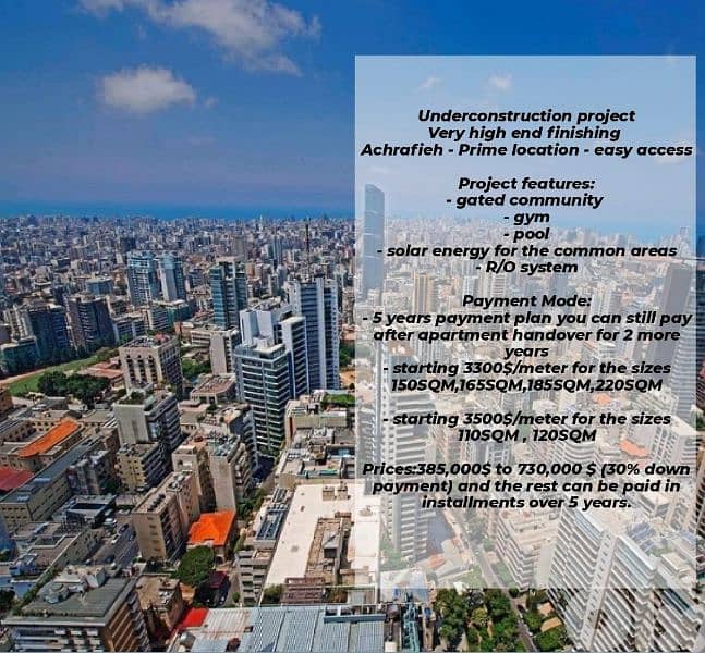 Apartrments UnderConstruction For Sale in Acharfieh 0
