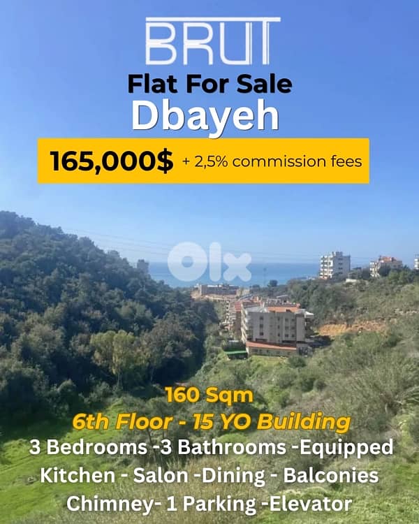 160 sqm open view apartment for sale in Dbayeh 0