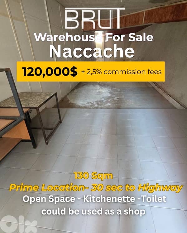 Prime Location 130 sqm Warehouse for sale in Naccache 0