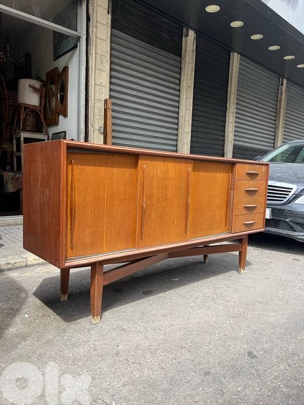 vintage danish teak sideboard with beautiful grain and warm mid centur 0