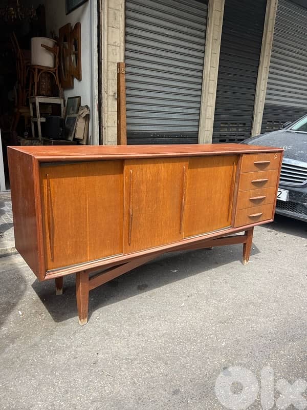 vintage danish teak sideboard with beautiful grain and warm mid centur 2