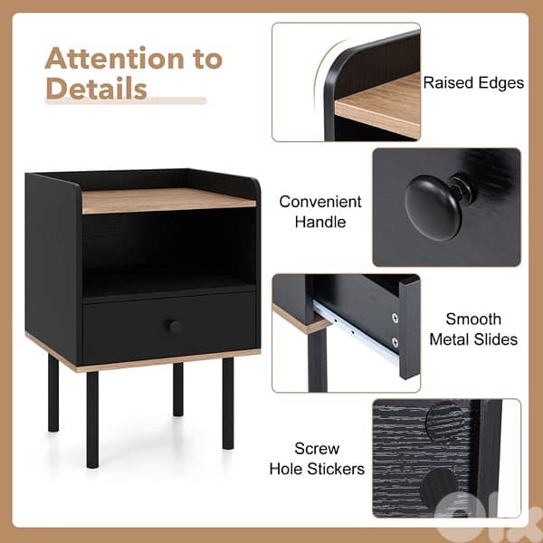 natural and black nightstand 2