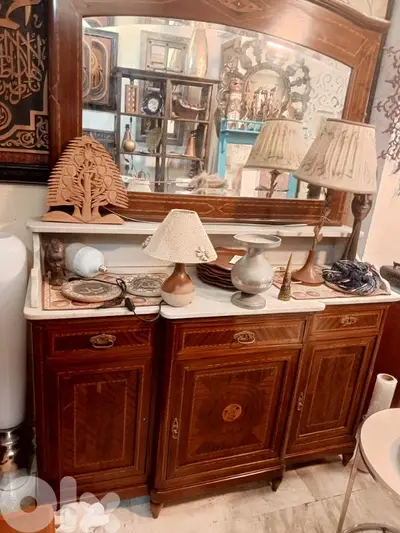 Antique buffet white marble bowl sink