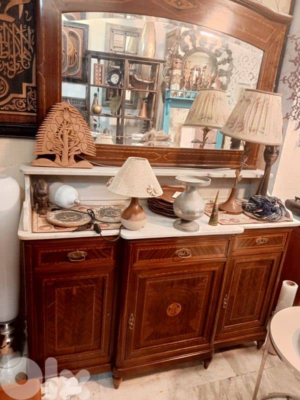 Antique buffet white marble bowl sink 0