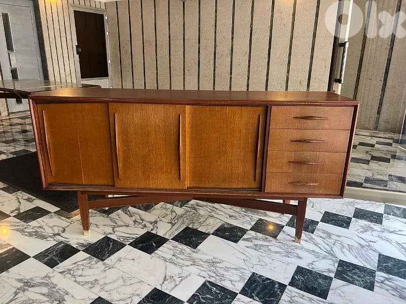 vintage danish teak sideboard with beautiful grain and warm 0