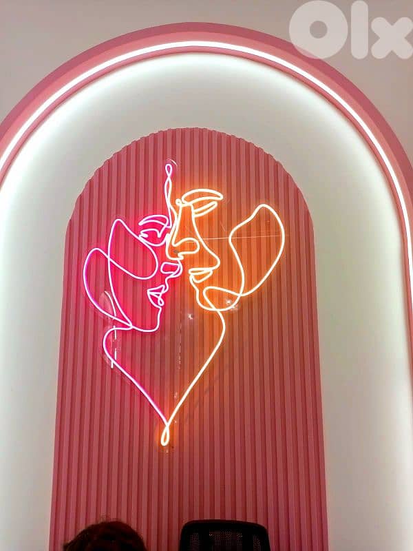 LED Neon Sign Wall Art – Pink & Warm White – 1m x 72cm 0