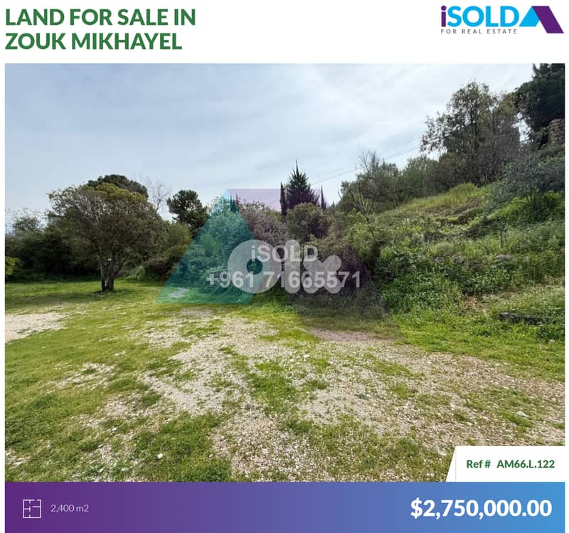 2400m2 land+Panoramic view 4sale in Zouk mikhayel- Road Frontage 0