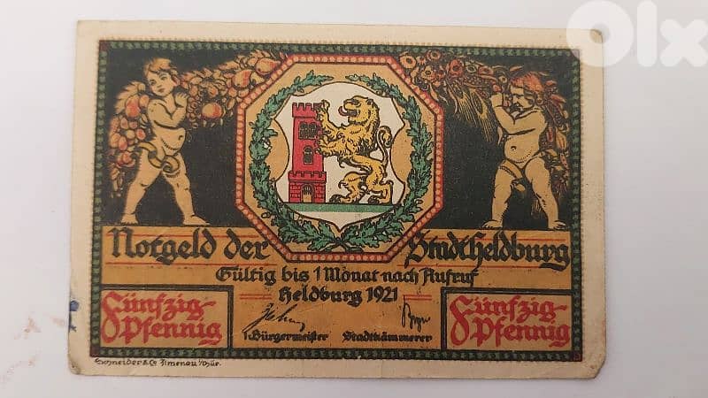 German Emergency money Banknote "Helberg 50 pfennig year 1921 0