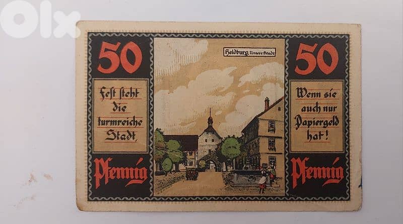 German Emergency money Banknote "Helberg 50 pfennig year 1921 1