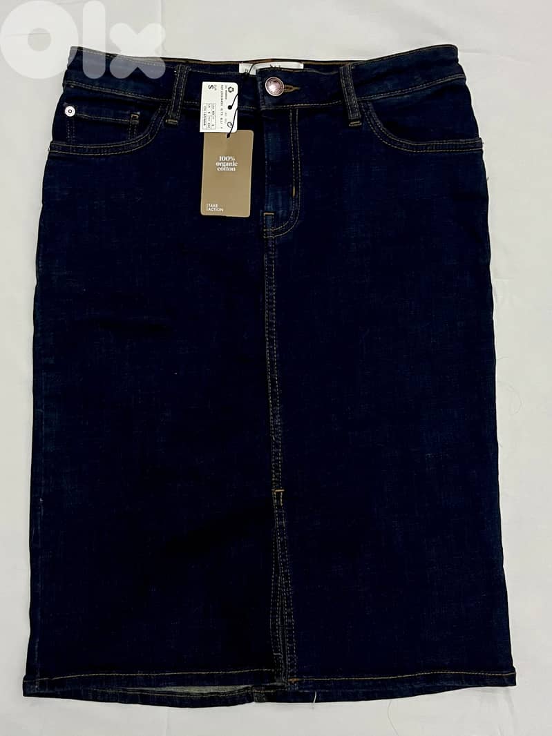 MANGO Denim Skirt with front slit 0
