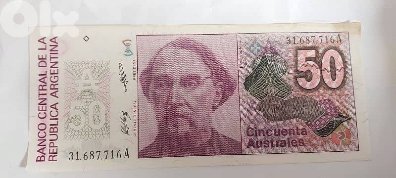 UNC Argentine 50 Cincuenta Banknote Memorial president Mitre year 1986 0