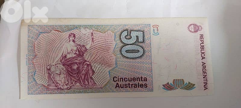 UNC Argentine 50 Cincuenta Banknote Memorial president Mitre year 1986 1