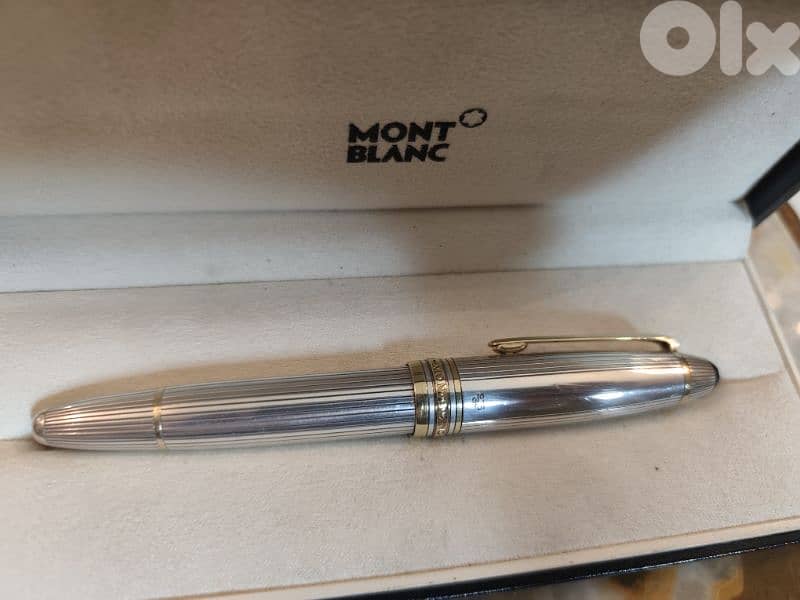 Mont Blanc146 fountain pen,18k gold feather,with solid 925 silver body 3
