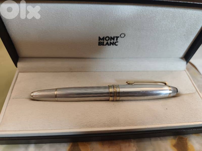 Mont Blanc146 fountain pen,18k gold feather,with solid 925 silver body 4
