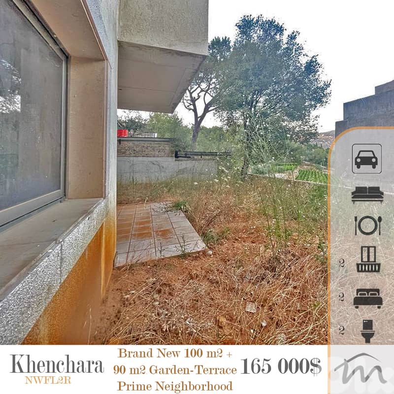 Khenchara | Brand New 2 Bedrooms + 90m² Garden-Terrace | Title Deed 0