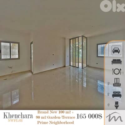 Khenchara | Brand New 2 Bedrooms + 90m² Garden-Terrace | Title Deed