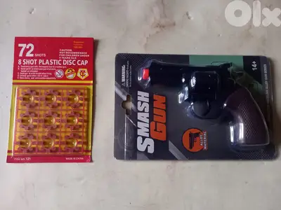 Smash gun metal cap gun + 1 cap discs set black or metallic