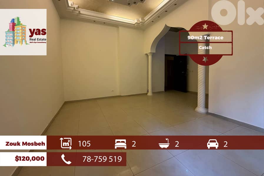 Zouk Mosbeh 105m2 | 90m2 Terrace | Well Maintained | Catch | EH 0