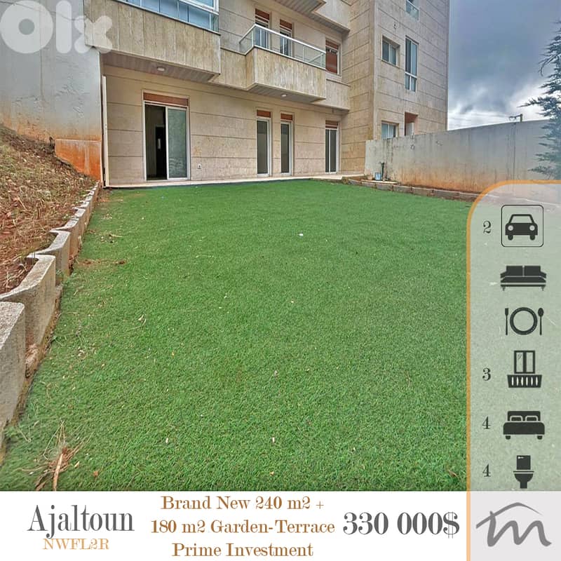 Ajaltoun | 785$/m² | Brand New 240m² + 180m² Terrace | 4 Bedrooms Apt 0