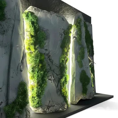 Concrete wall panels with real moss