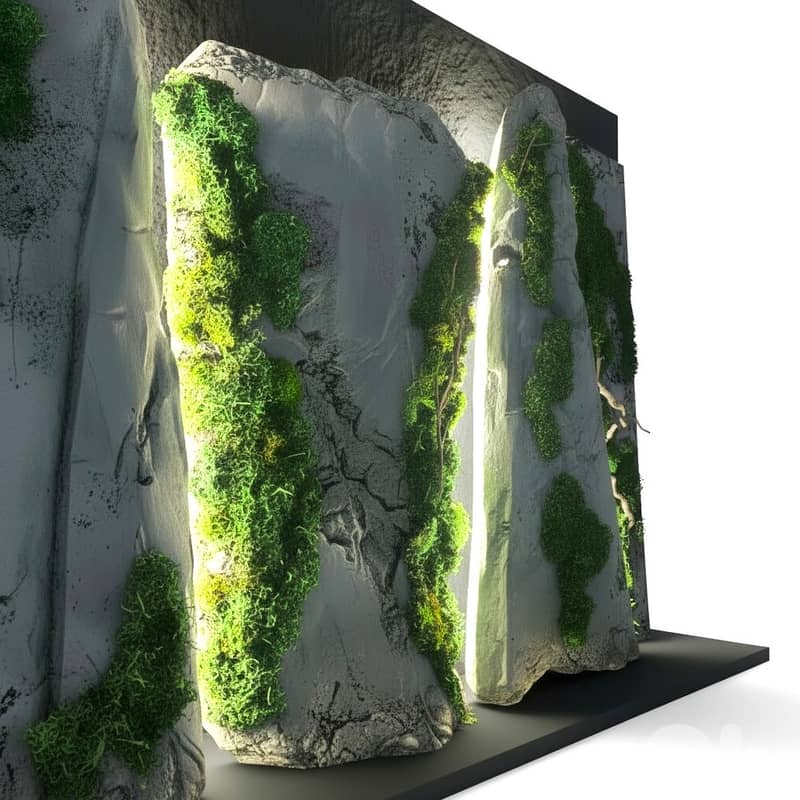 Concrete wall panels with real moss 0
