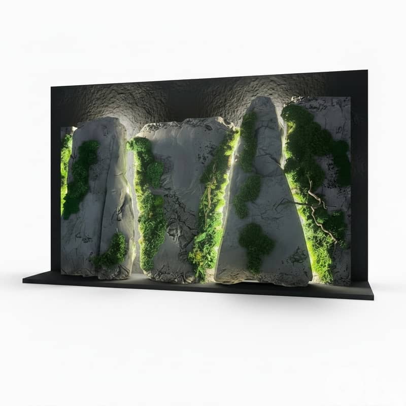 Concrete wall panels with real moss 1