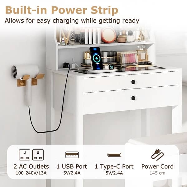vanity table make up dresser with led light 4