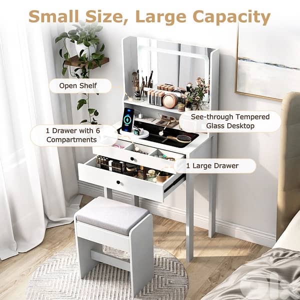vanity table make up dresser with led light 5