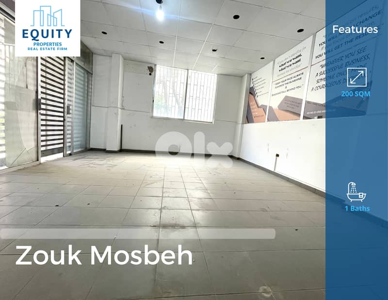 200 SQM Shop For Rent In Zouk Mosbeh Great Location #RK30525 0