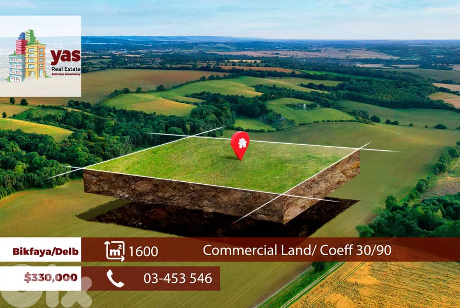 Bikfaya/Delb 1600m2 | Commercial Land | Coeff 30/90 | TCH 0