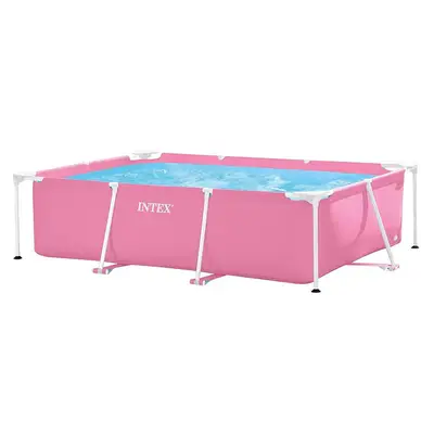 Intex Pink Rectangular Frame Above Ground Pool 220x150x60 CM-حوض سباحة