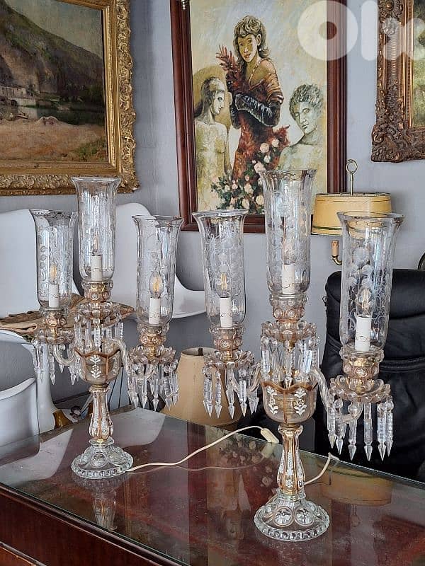 2 original czech crystal gerandoles lamps 0