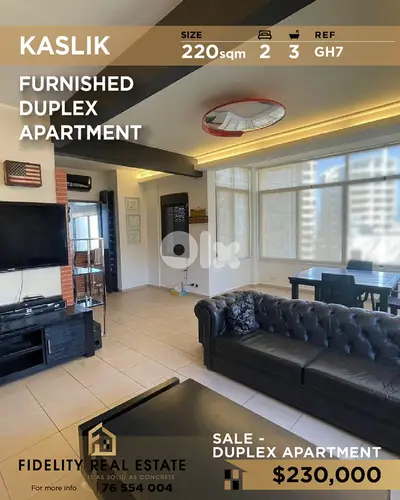Apartment for sale in Kaslik GH7 دوبلكس مفروش للبيع في الكسليك