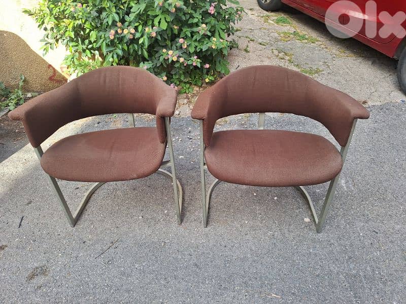 dining chairs of two pieces by designer Vittorio introini chrome Italy 0