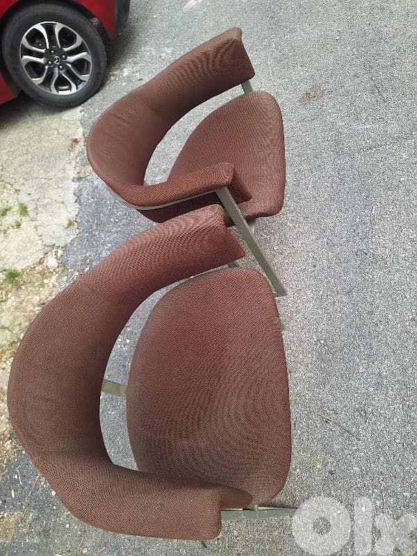 dining chairs of two pieces by designer Vittorio introini chrome Italy 1