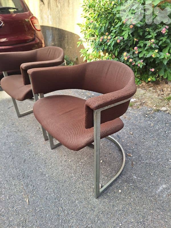 dining chairs of two pieces by designer Vittorio introini chrome Italy 4