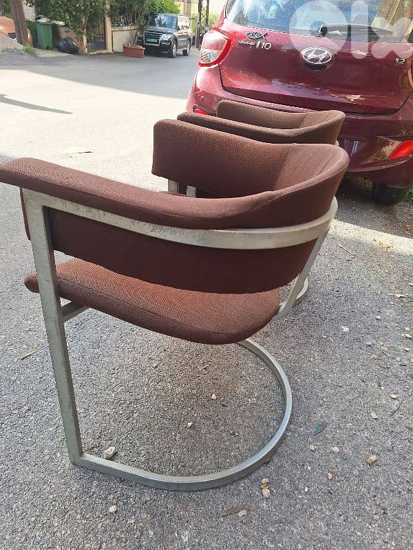 dining chairs of two pieces by designer Vittorio introini chrome Italy 5