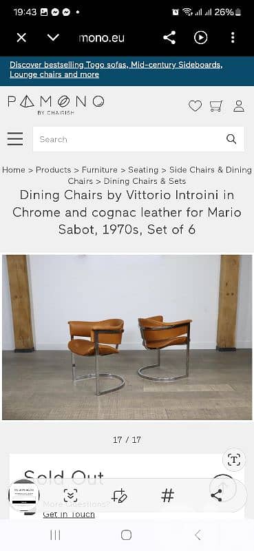 dining chairs of two pieces by designer Vittorio introini chrome Italy 6