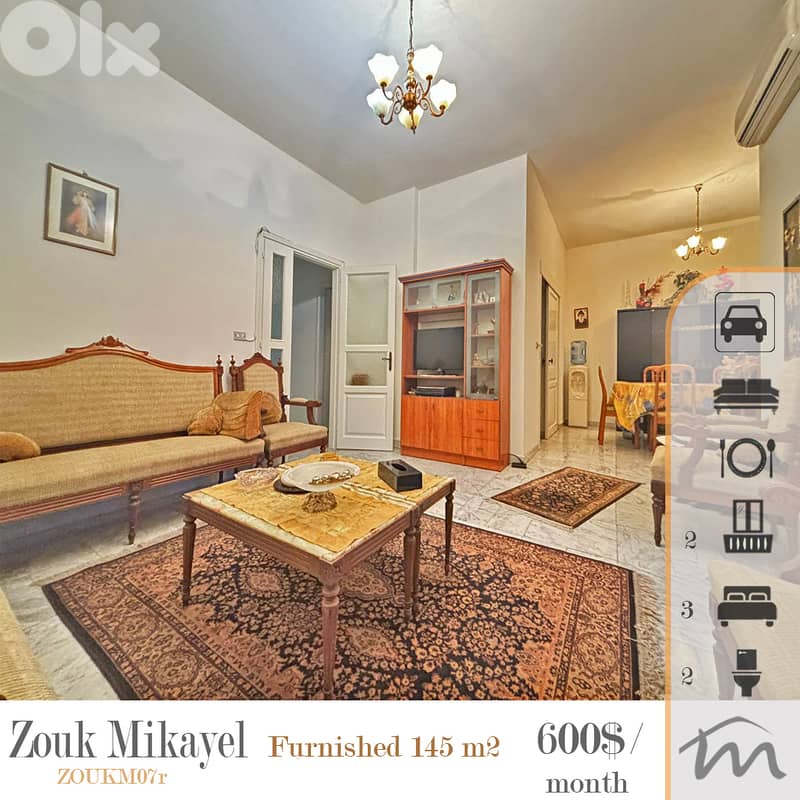 Zouk Mkayel | Furnished & Equipped 3 Bedrooms Apartment | 2 Balconies 0