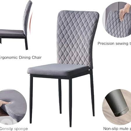 Ainpecca Velvet Armless Dining Chairs Dark Grey Set Of 6 Pcs 0