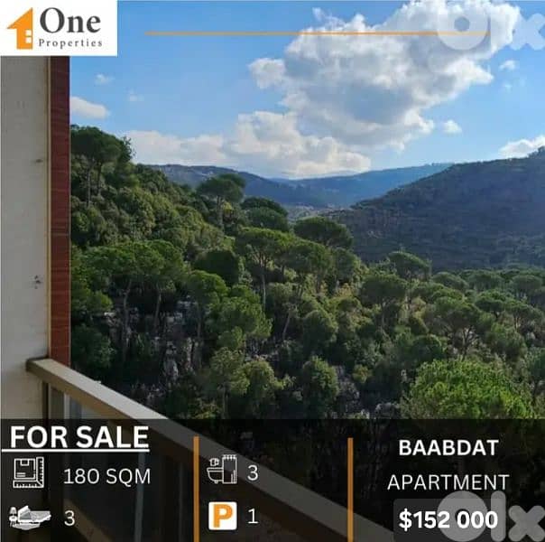 APARTMENT FOR SALE IN BAABDAT/METN 0